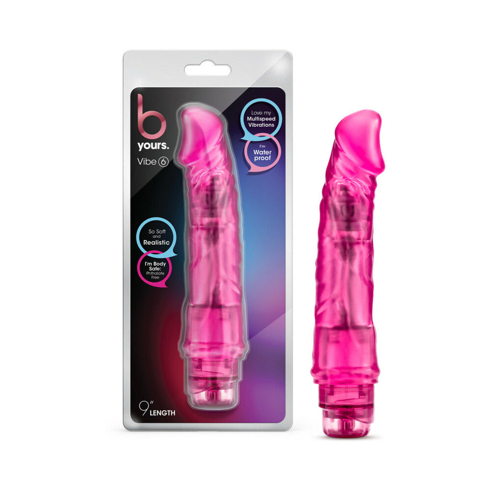 B Yours Vibe 6 Realistic 9.25 " Vibrating Dildo Pink