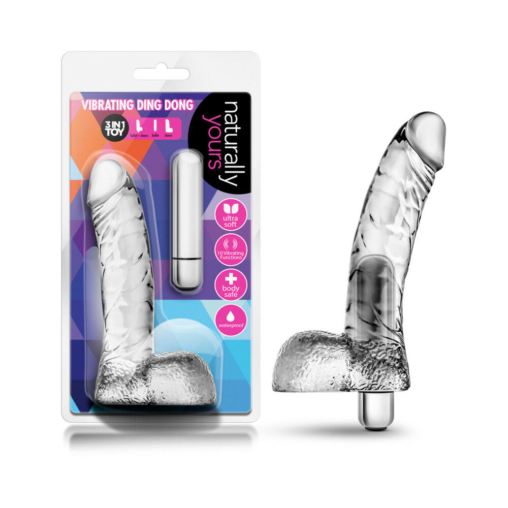 Naturally Yours Vibrating Ding Dong with Balls 6.5 " Clear
