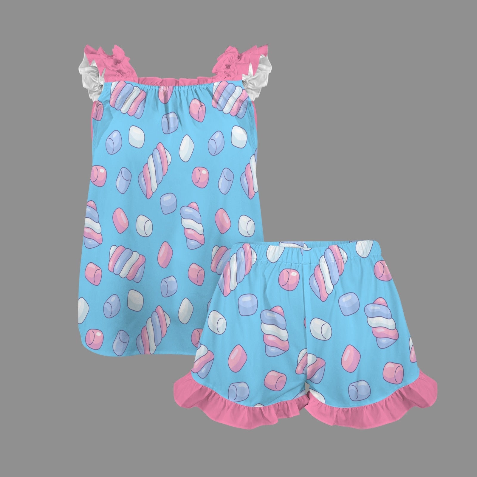 Candy Marshmallow Ruffle Pajama Set