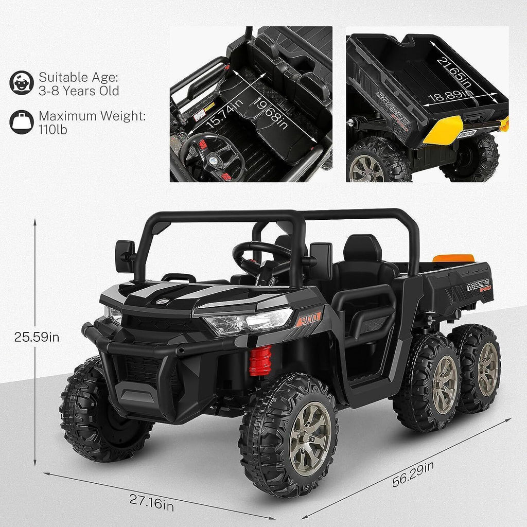 6-Wheel 24V Ride-On Truck with Remote Control and Dump Truck Feature - 2 Seater, 300W Power - US Model