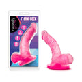 Naturally Yours 4 " Mini Cock Realistic Dildo with Balls Pink