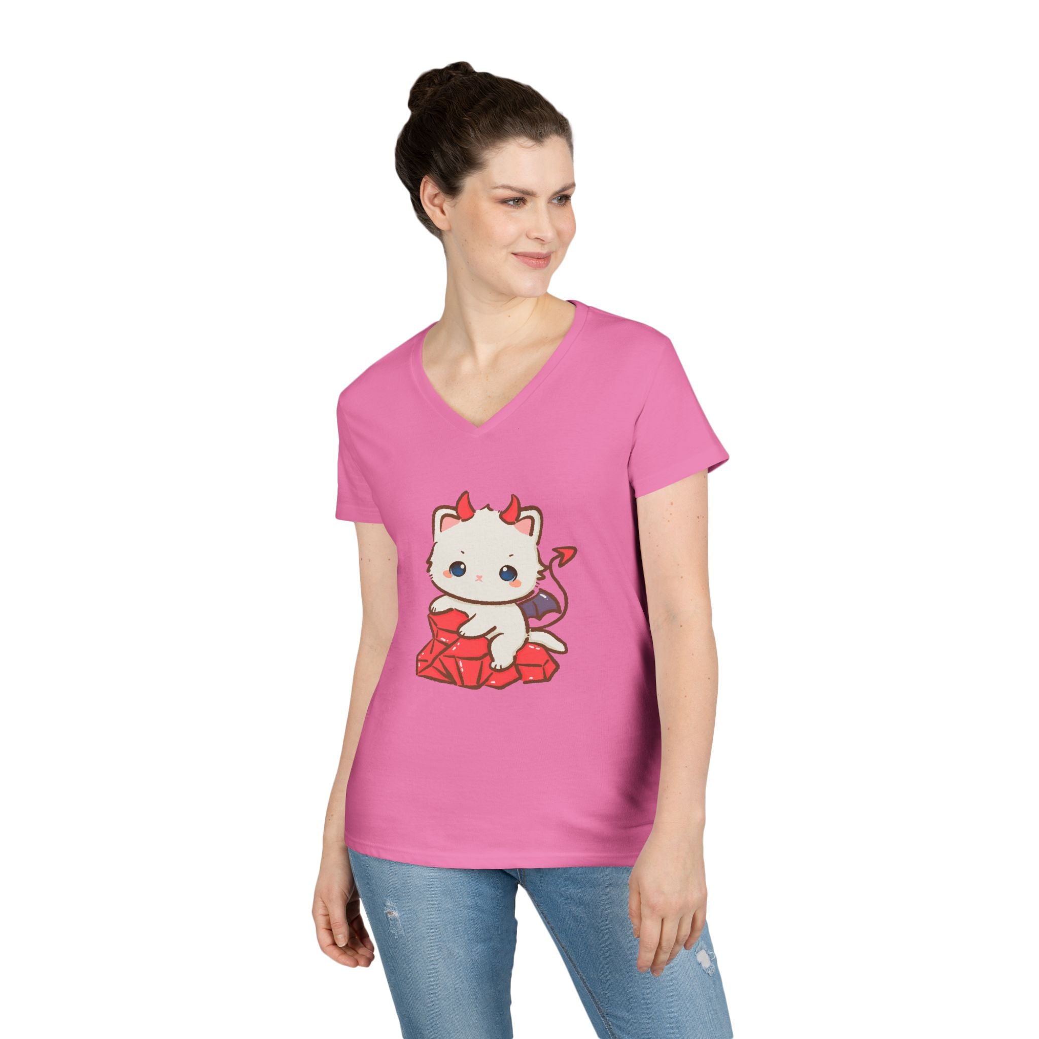 Lil Devil Cat V-Neck Play Tee