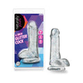 Naturally Yours 6 " Glitter Cock Realistic Dildo with Balls Sparkling Clear