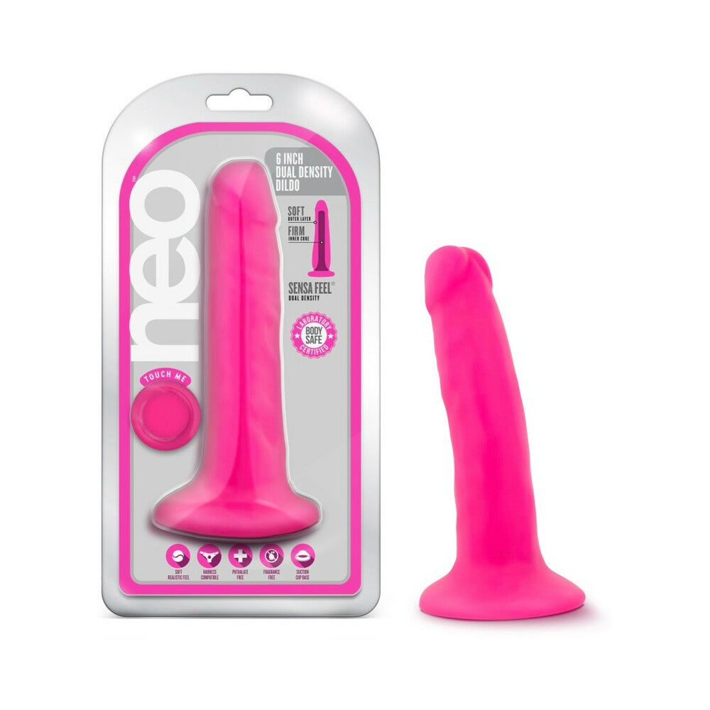 Neo 6 " Dual Density Dildo Neon Pink