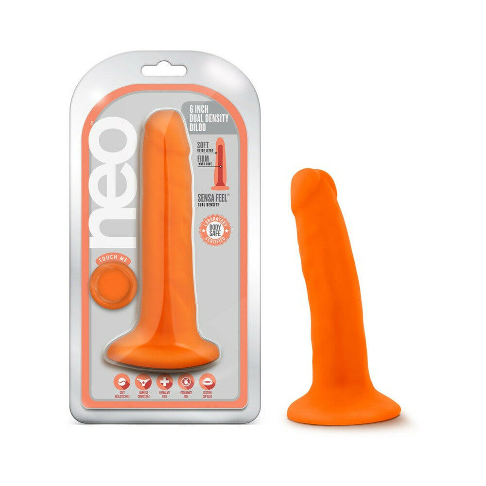 Neo 6 " Dual Density Dildo Neon Orange