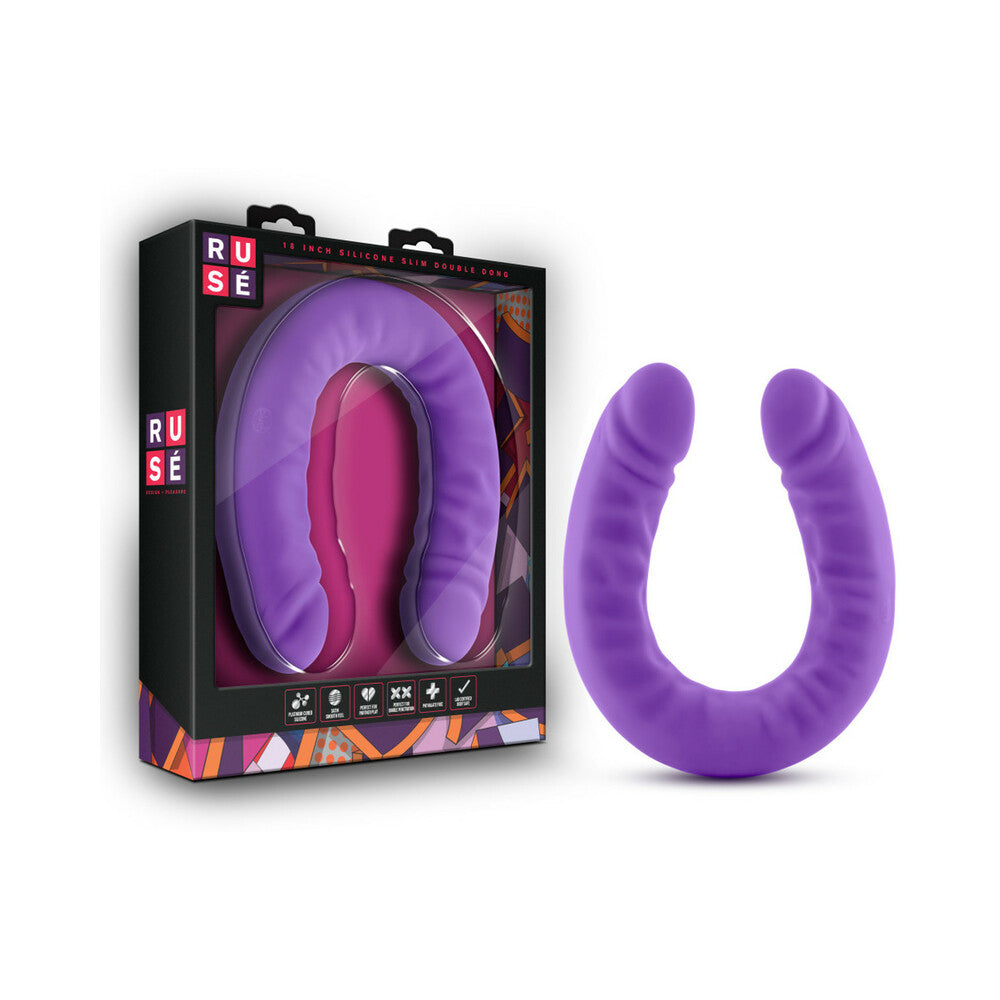 Ruse Realistic 18 " Silicone Slim Double Dong Dual Ended Dildo Purple