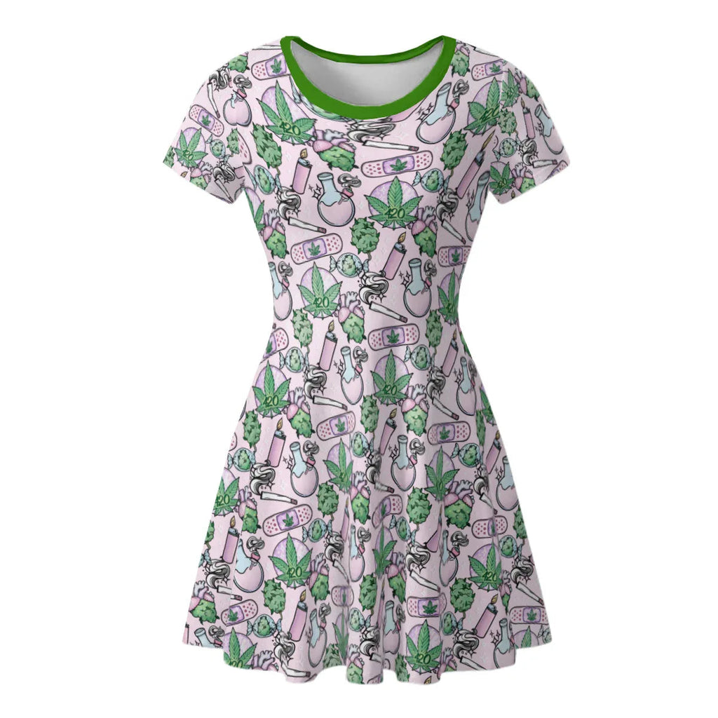Pink Cute Cannabis Little Dress