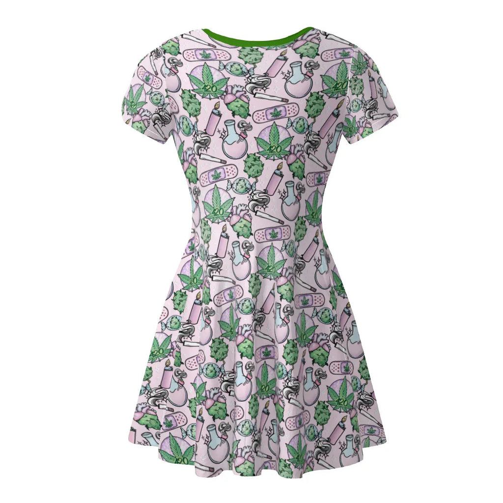 Pink Cute Cannabis Little Dress
