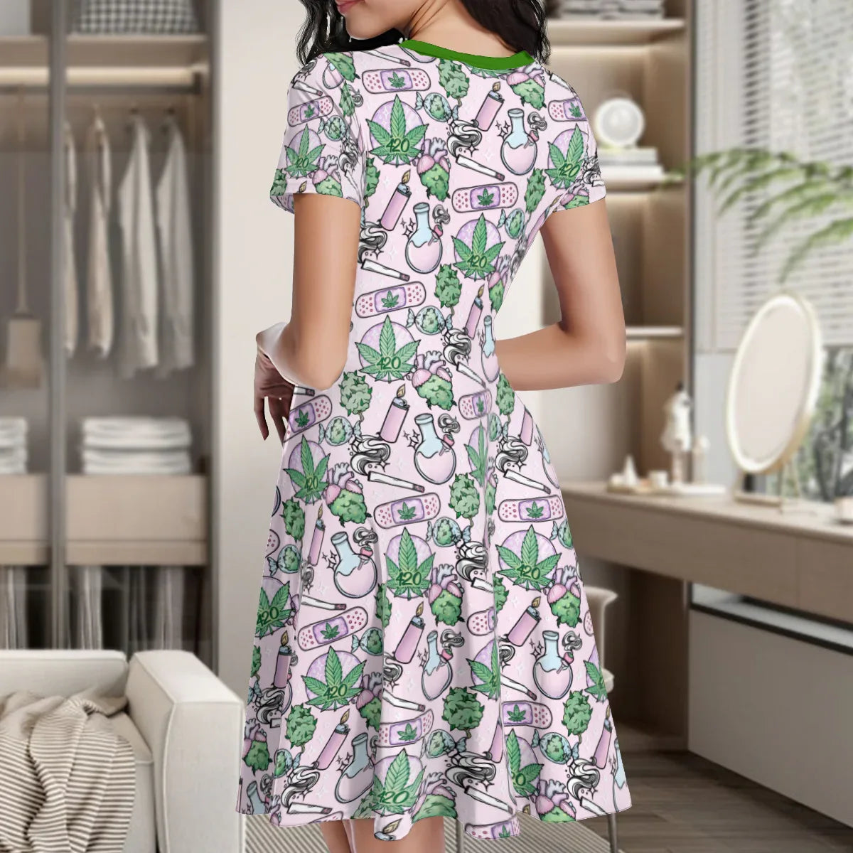 Pink Cute Cannabis Little Dress
