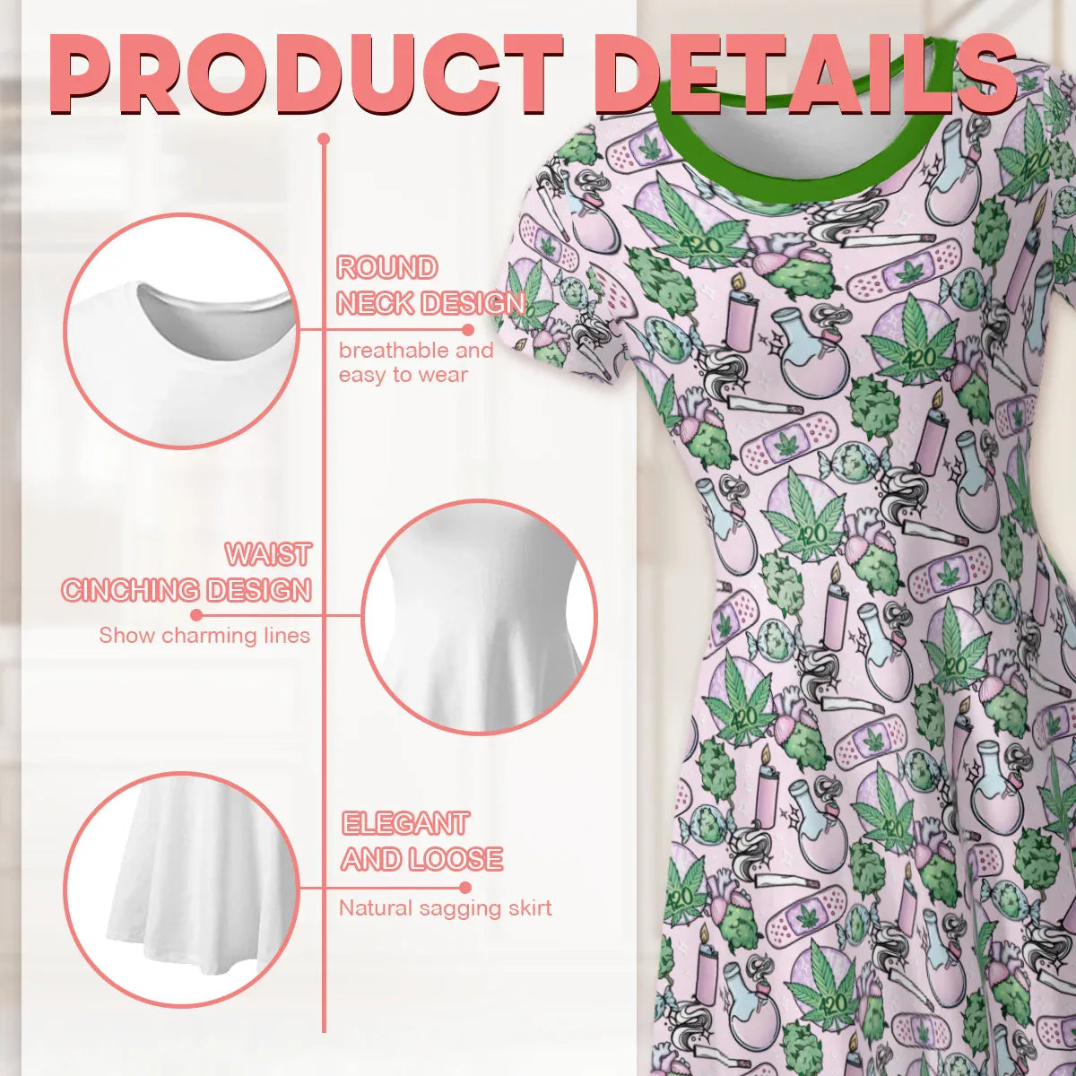 Pink Cute Cannabis Little Dress