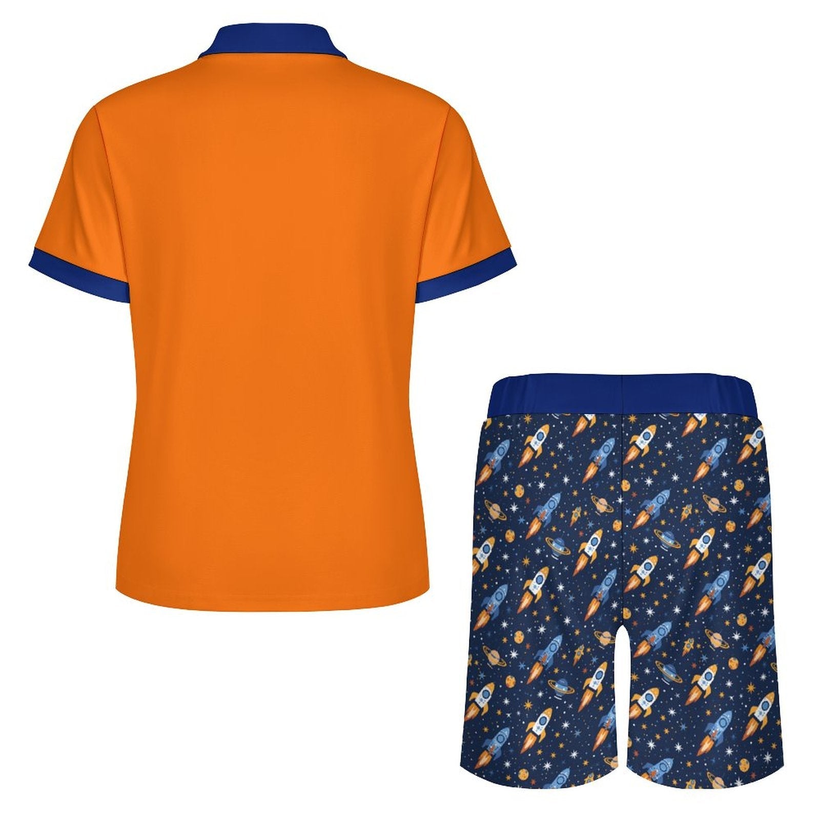 Cosmic Rocket Polo Shorties Set