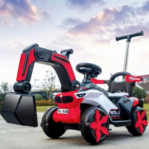 6V Battery Powered Electric Excavator Ride-On Toy Car for Kids with Helmet