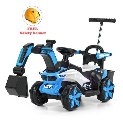 6V Battery Powered Electric Excavator Ride-On Toy Car for Kids with Helmet