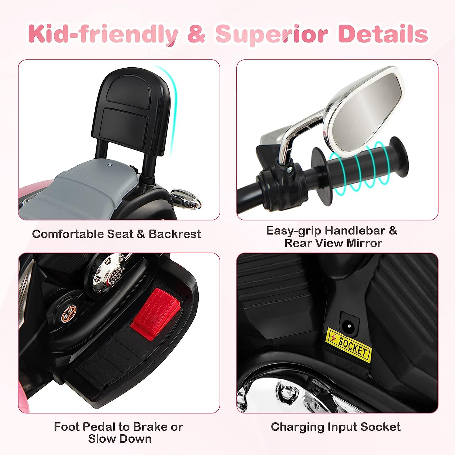 6V Battery Powered Kids Chopper Motorcycle with Pedal Switch