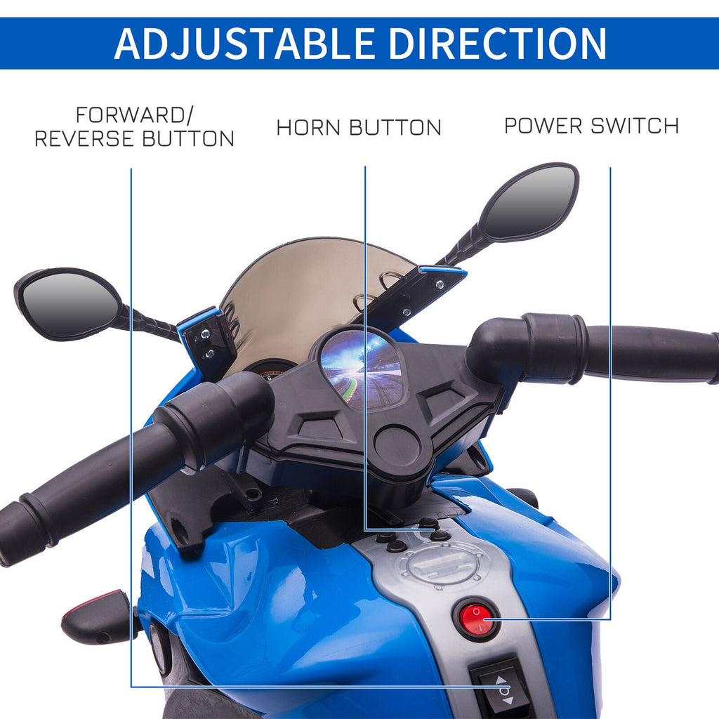 6V Battery Powered Ride-On Motorcycle for Kids with Training Wheels and Headlight