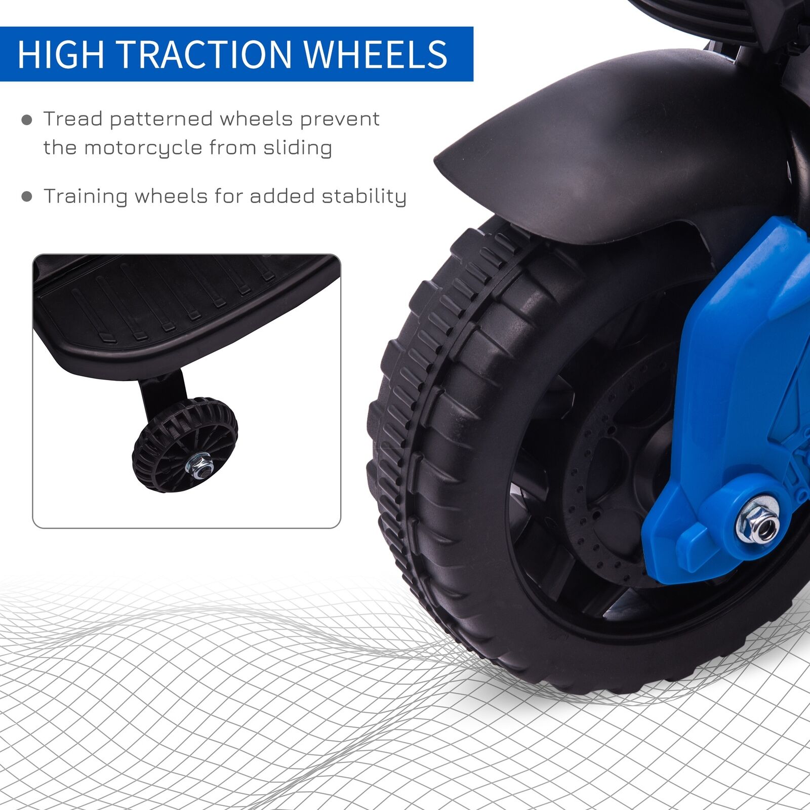 6V Battery Powered Ride-On Motorcycle for Kids with Training Wheels and Headlight