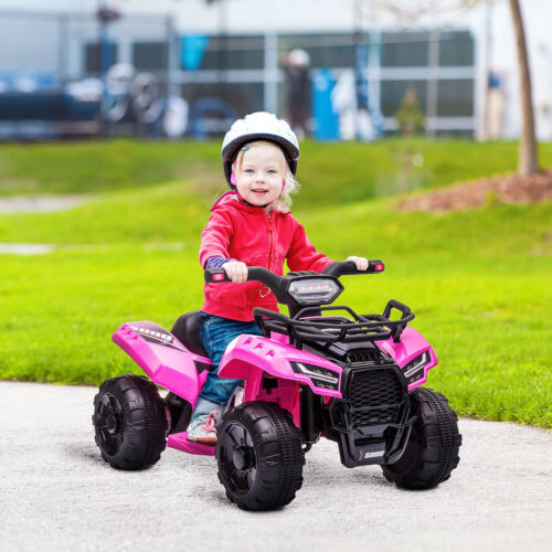 6V Battery Powered Ride On Quad ATV Toy with LED Headlights for Kids