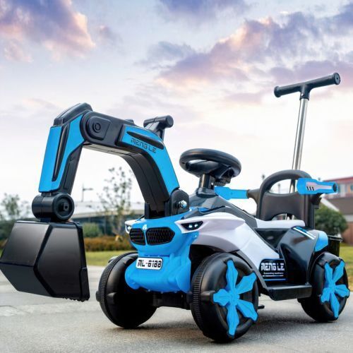 6v Electric Excavator Toy Car with Bluetooth and Rear Reserve Box for Kids