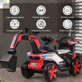 6v Electric Excavator Toy Car with Bluetooth, Helmet, and Rear Attachment for Kids