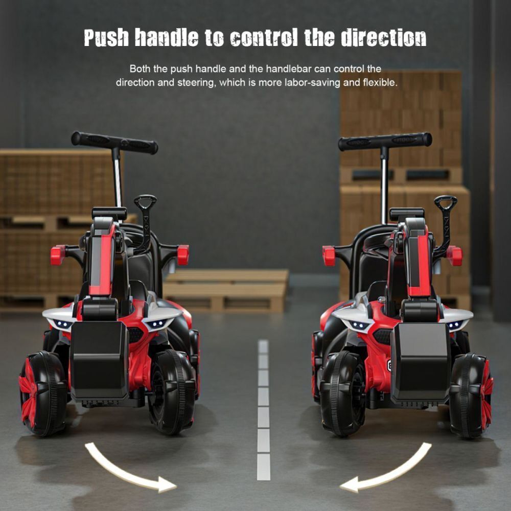 6v Electric Excavator Toy Car with Bluetooth, Helmet, and Rear Attachment for Kids