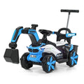 6v Electric Excavator Toy Car with Bluetooth, Helmet, and Rear Features for Kids