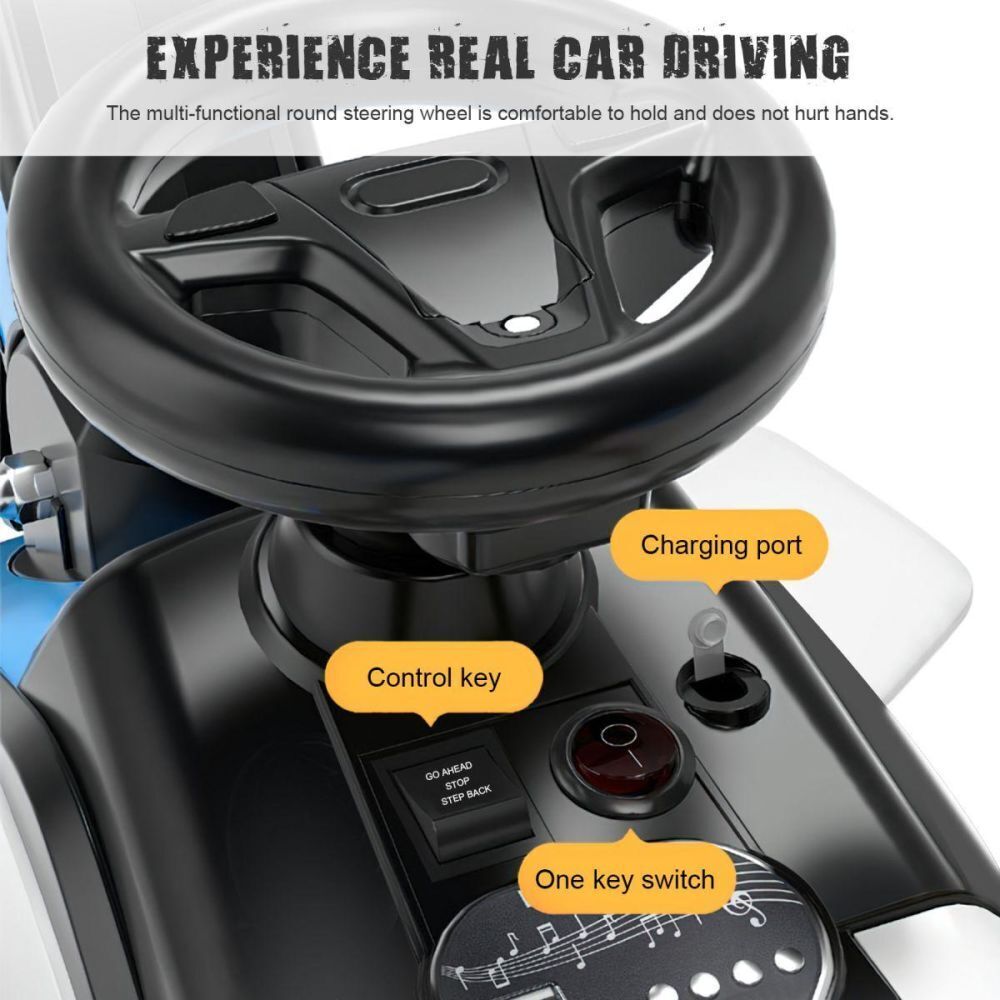 6v Electric Excavator Toy Car with Bluetooth, Helmet, and Rear Features for Kids