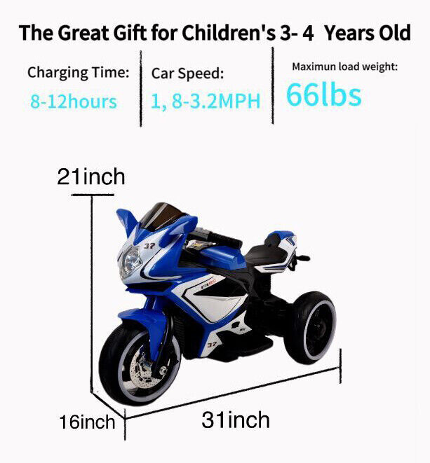 6V Electric Ride-On Motorcycle for Kids Ages 3-6 - Perfect Xmas Gift Toy!