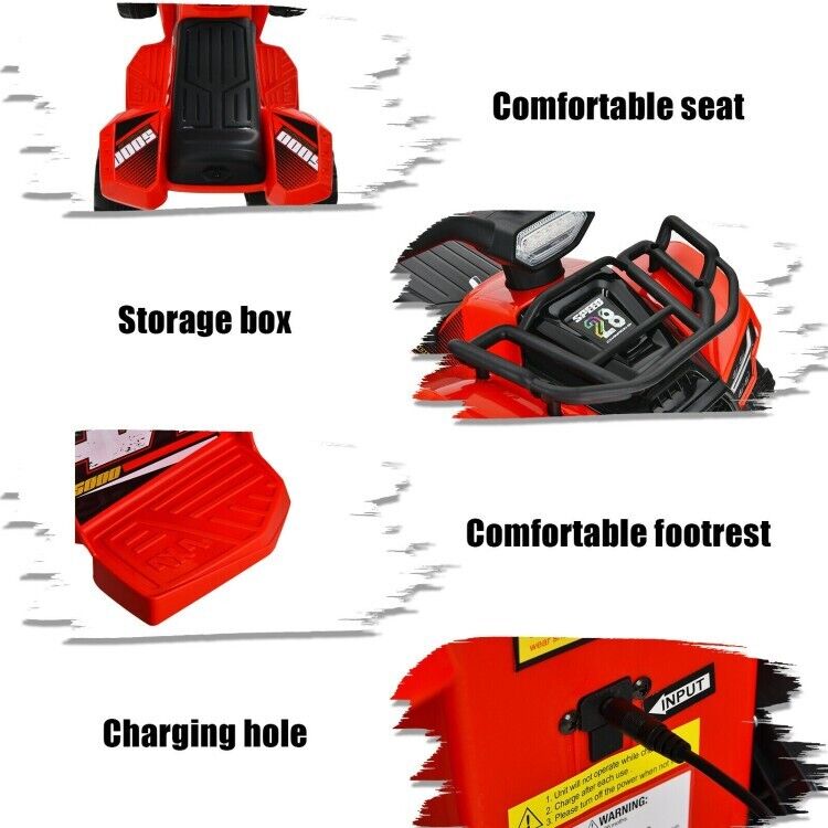 6V Kids ATV Quad Electric Ride On Car with LED Light & MP3 Player - Perfect Gift for Toddlers