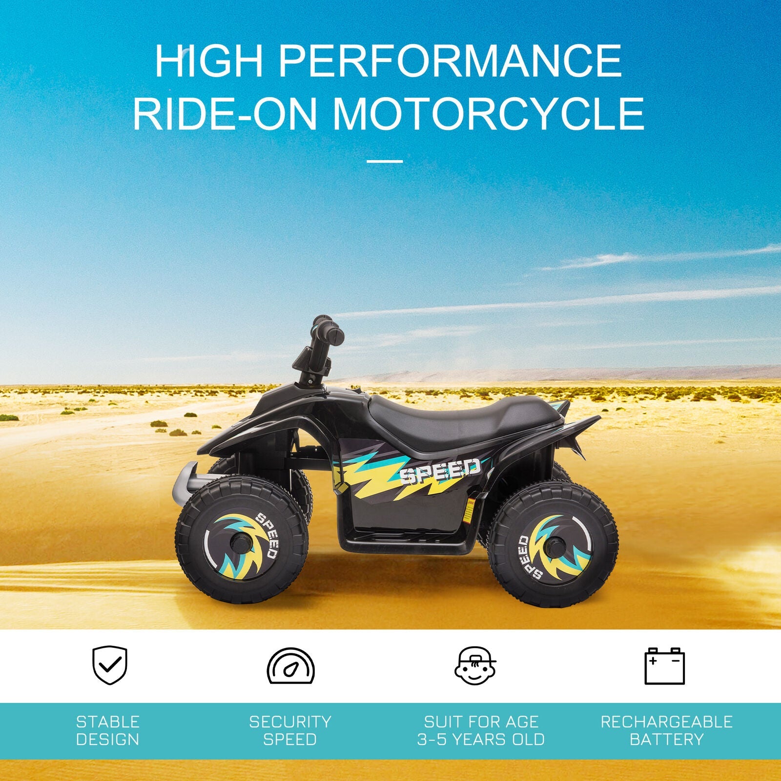 6V Kids Electric ATV 4-Wheeler Quad Toy with Forward and Reverse Function