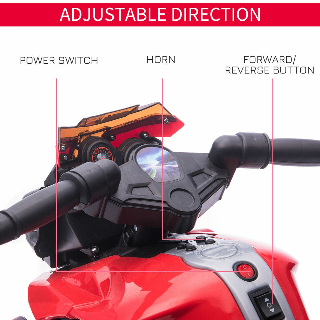 6V Kids Electric Motorcycle Ride-On Car with Training Wheels - Battery Powered Toy
