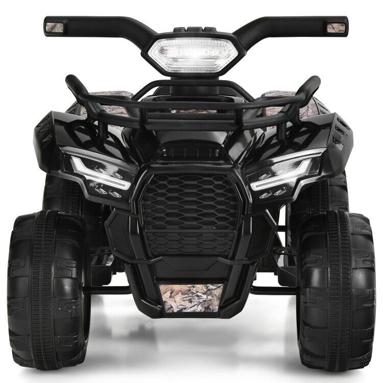 6V Kids Electric Ride On Quad Car with LED Lights and MP3 Player - Black