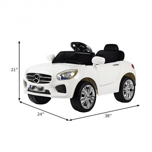 6V Kids Remote Control Battery Powered LED Lights Riding Car in White