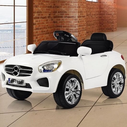 6V Kids Remote Control Ride-On Car with LED Lights - White