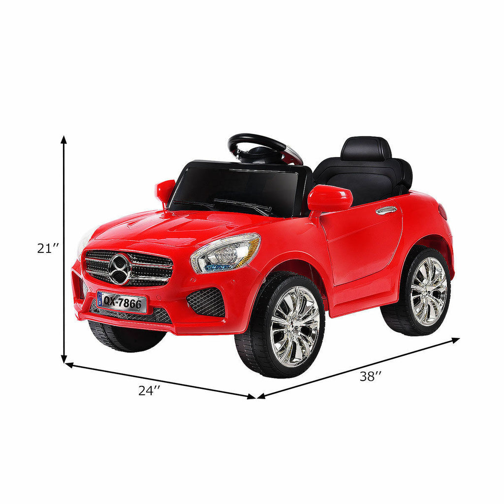 6V Kids Ride On Car with RC Remote Control, LED Lights, and MP3 Player - White