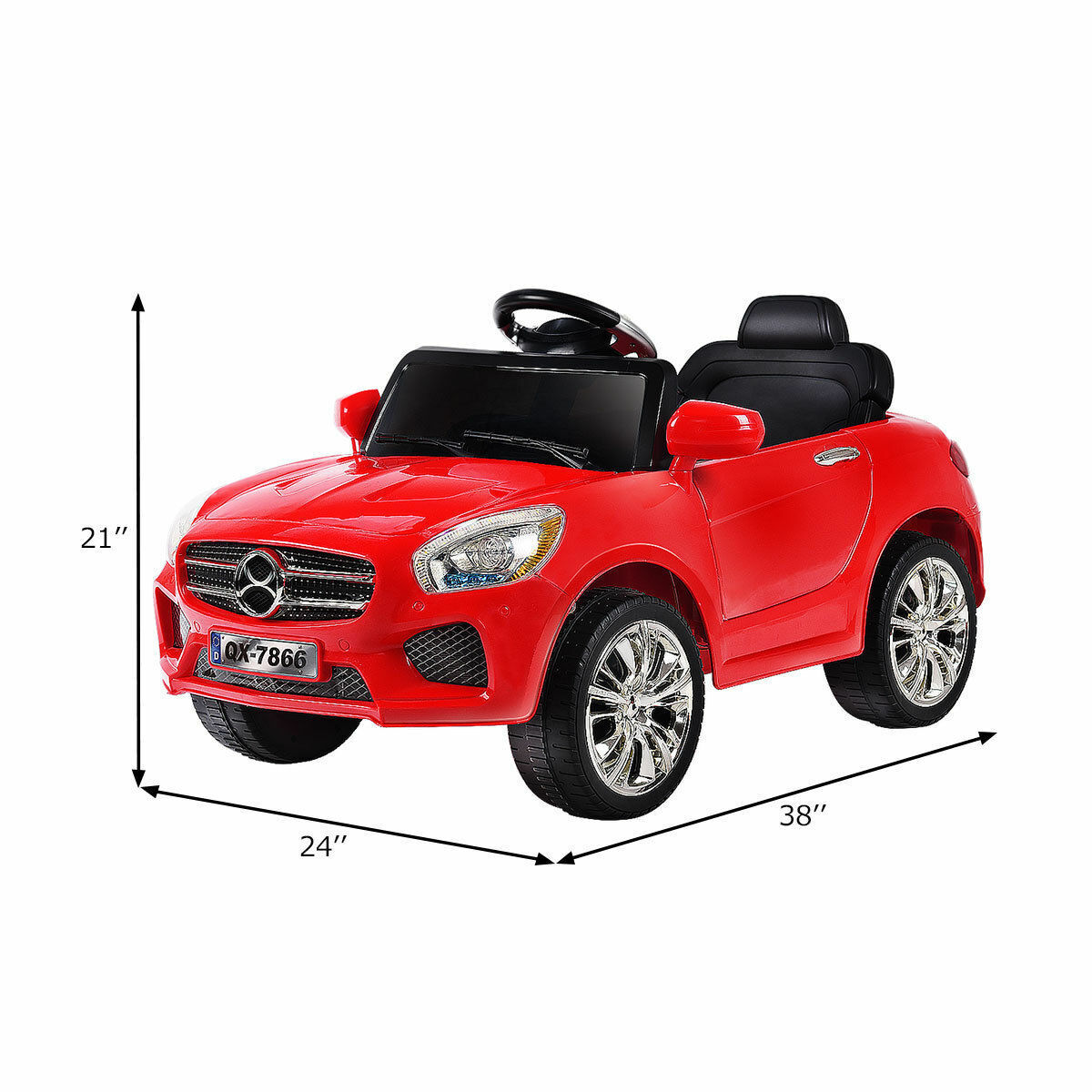 6V Kids Ride On Car with RC Remote Control, LED Lights, and MP3 Player - White