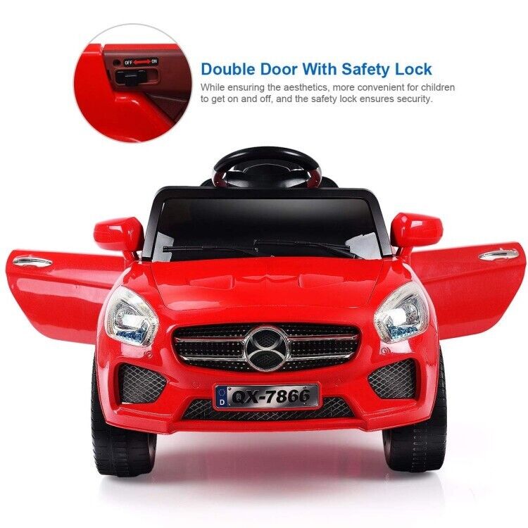 6V Kids Ride On Car with Remote Control, MP3 Player, LED Lights, and Battery Power