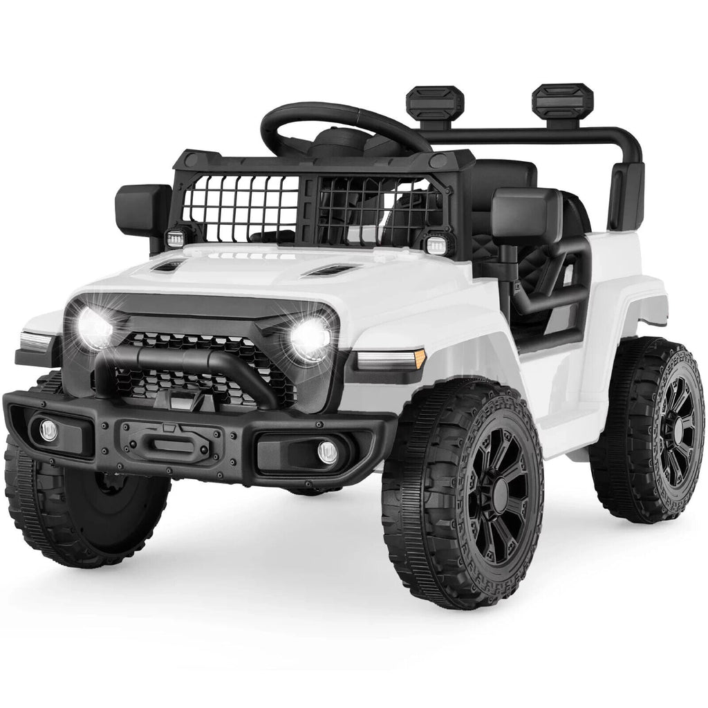6V Kids Ride On Truck Car with LED Lights and Parental Remote Control - White Jeep for Ages 3 to 5 - Perfect Gift for Young Adventurers
