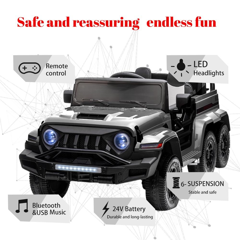 6WD Battery-Powered Kids Ride-On Truck with Remote Control and Baking Paint Finish - 24V Power Wheel