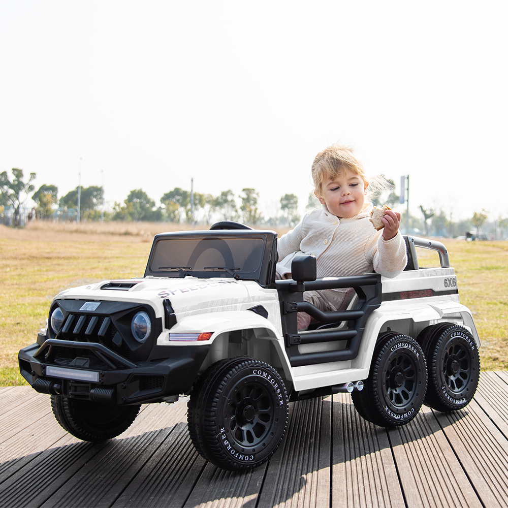 6WD Kids Ride-On Truck with Remote Control and Lockable Doors - 24V Power Wheels Toy