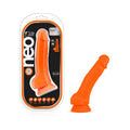 Neo Elite 7.5 " Silicone Dual Density Dildo with Balls Neon Orange