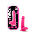 Neo Elite 6 " Silicone Dual Density Dildo with Balls Neon Pink