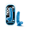 Neo Elite 7 " Silicone Dual Density Dildo with Balls Neon Blue