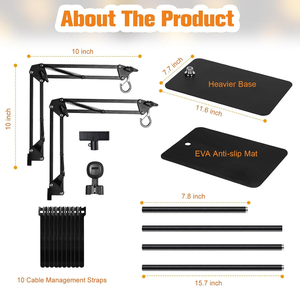 Dual Reptile Lamp Stand Adjustable Heat Light Holder up to 74 Inch