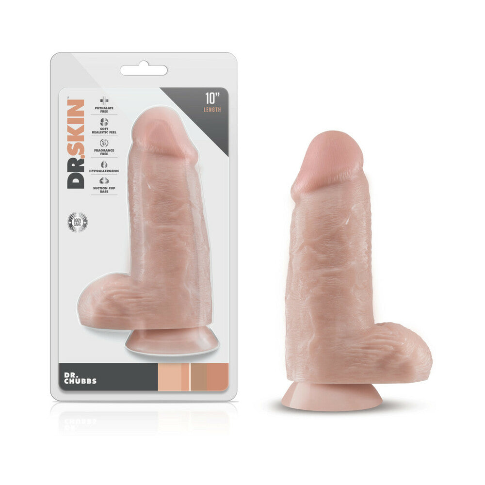 Dr. Skin Dr. Chubbs Realistic 10 " Dildo with Balls Beige