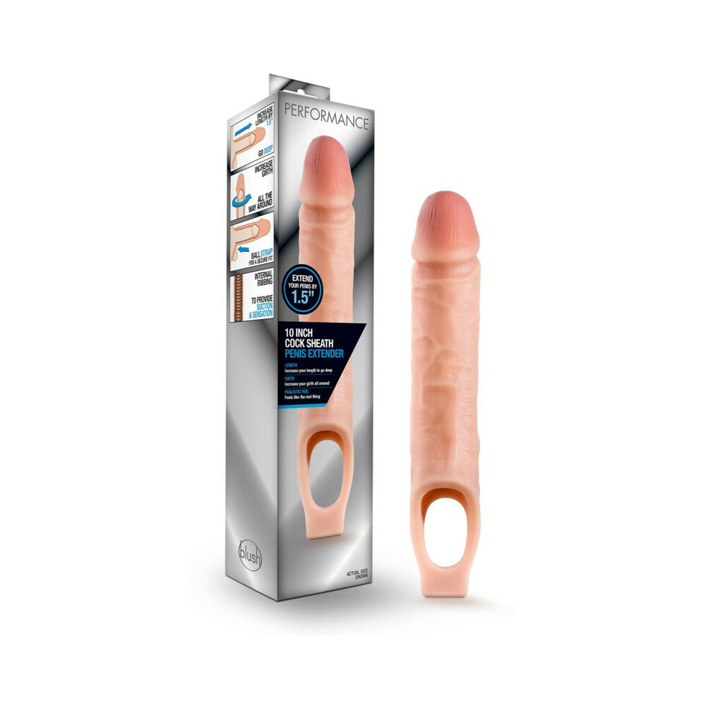 Performance 10 " Cock Sheath Penis Extender Sling Beige