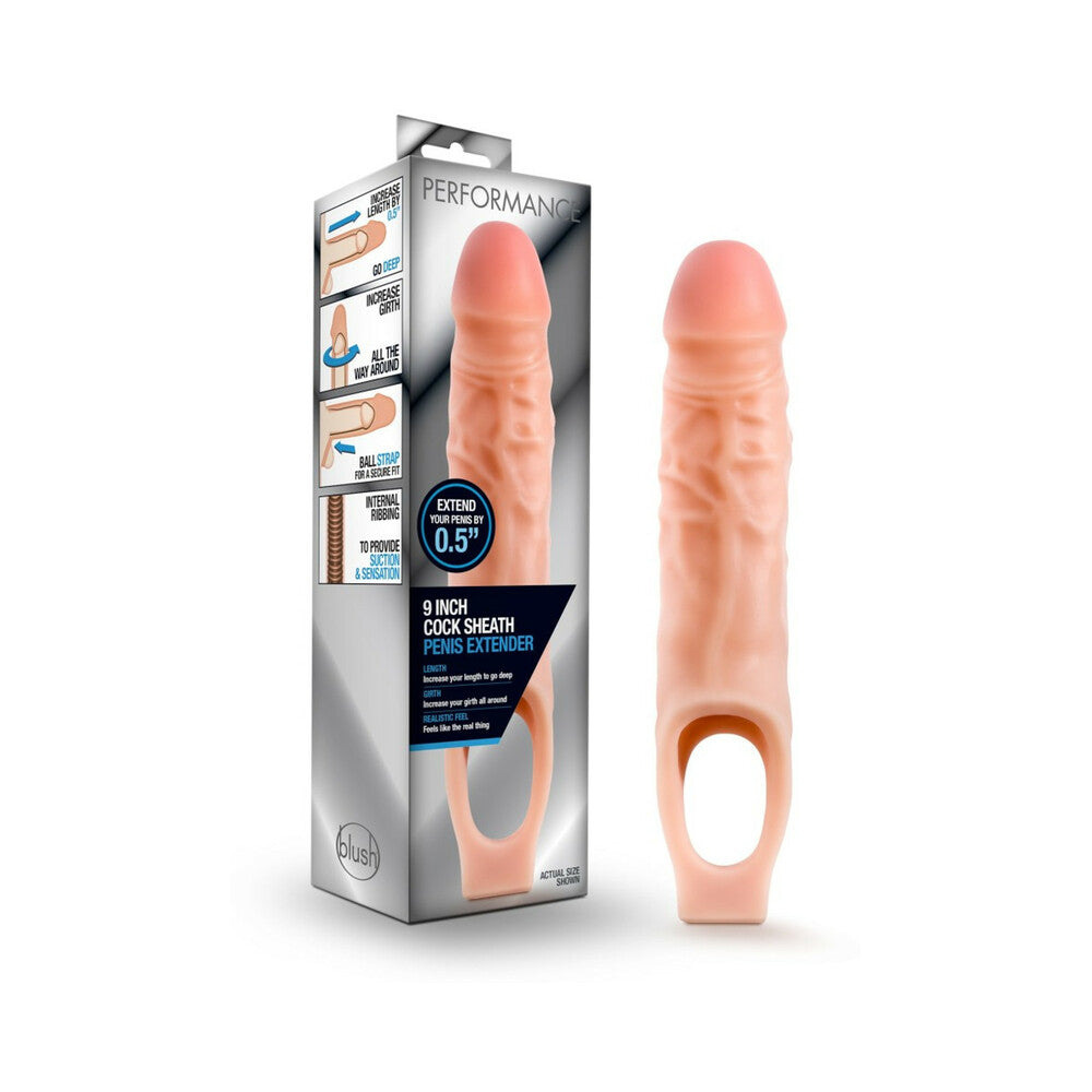Performance 9 " Cock Sheath Penis Extender Sling Beige