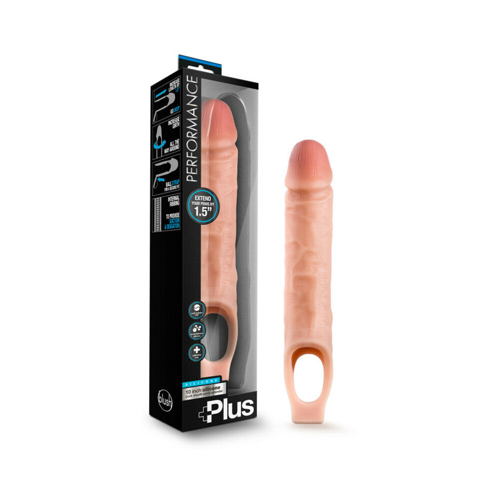 Performance Plus 10 " Silicone Cock Sheath Penis Extender Sling Beige