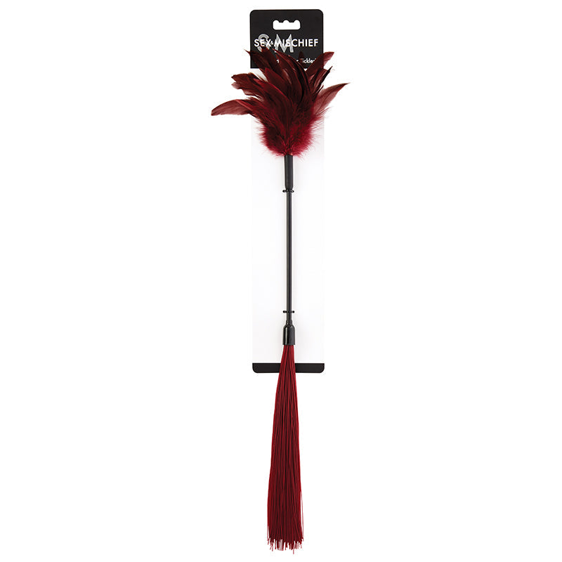 Sex & Mischief Dual-Ended Feather Tickler Flogger (Burgundy)