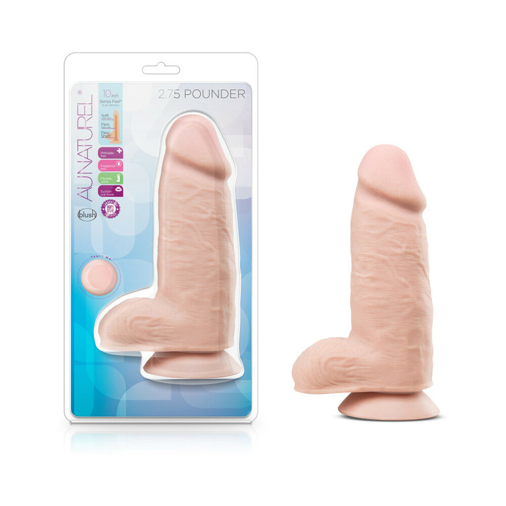 Au Naturel 2.75 Pounder 10 " Posable Dual Density Dildo with Balls Beige