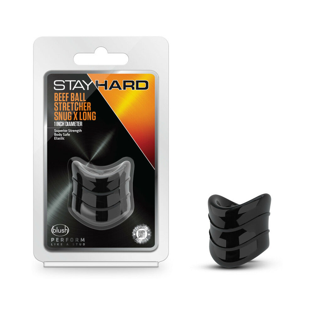 Stay Hard Beef Ball Stretcher Snug X Long 1 " Black